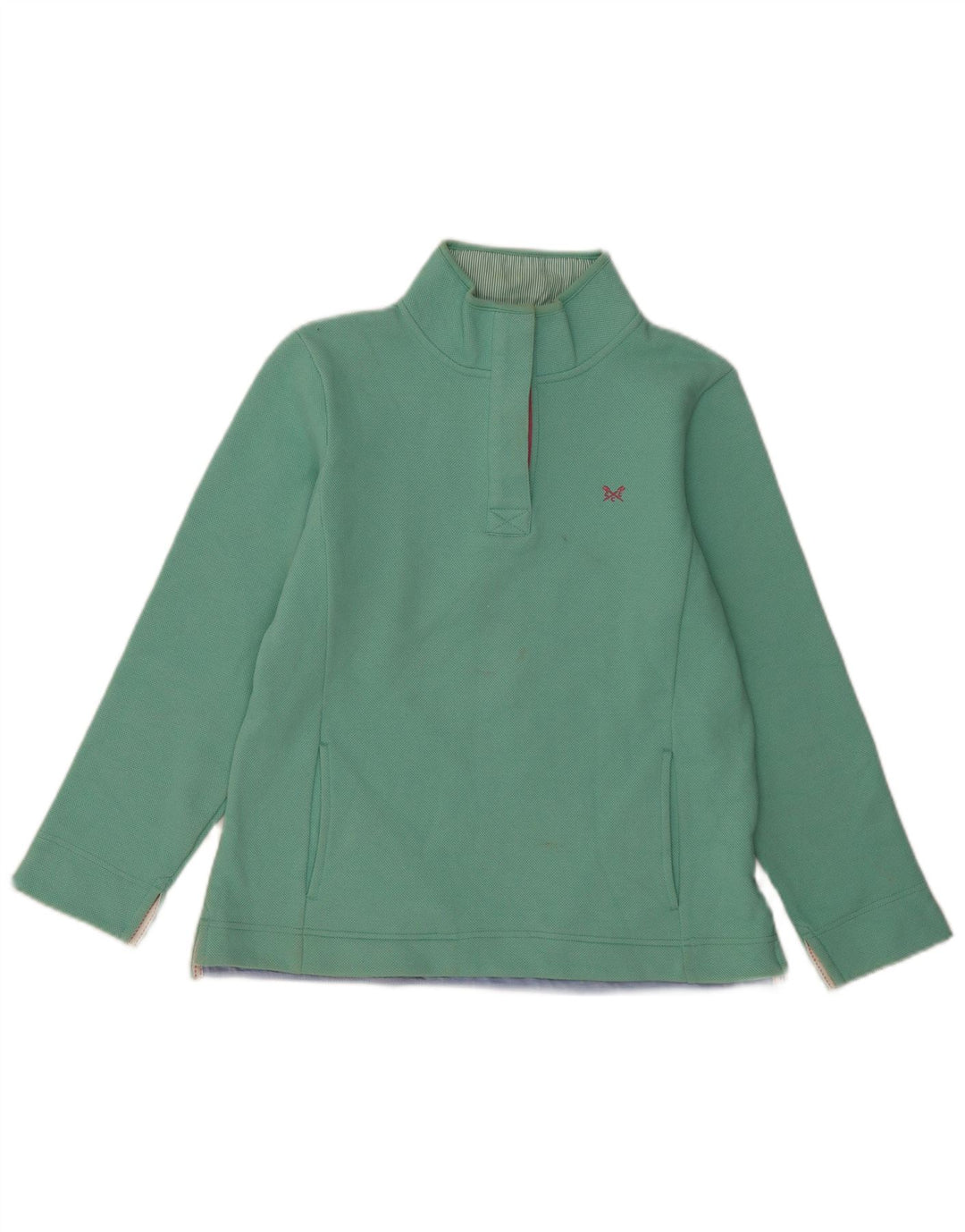 Besætningstøj Dame Button Neck Sweatshirt Jumper UK 12 Medium Green