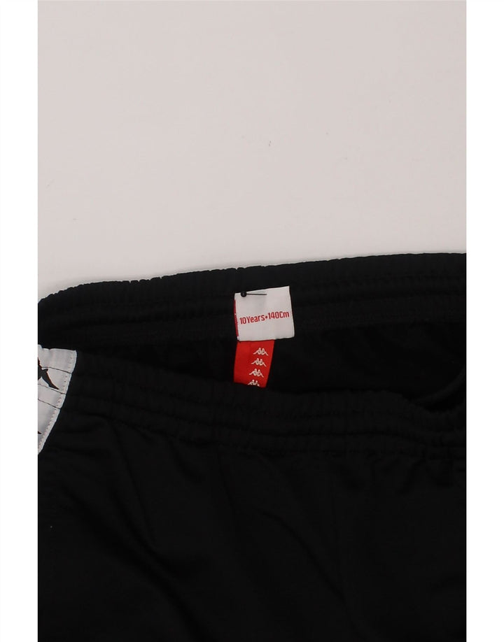 KAPPA Boys Graphic Sport Shorts 9-10 Years  Black Colourblock Polyester Vintage Kappa and Second-Hand Kappa from Messina Hembry 