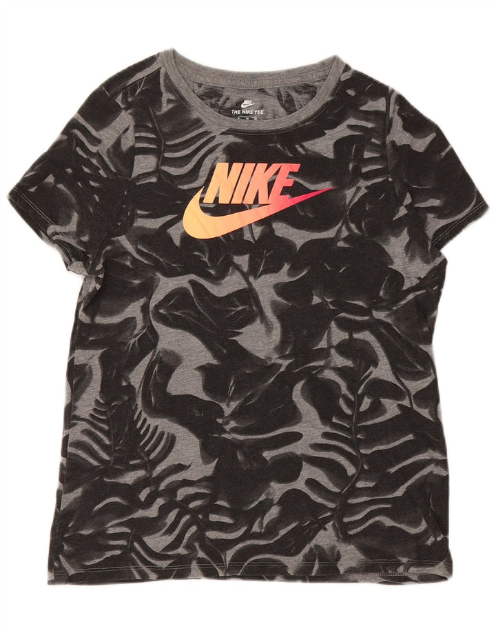 NIKE Girls Abstract Pattern Graphic T-Shirt Top 13-14 Years XL Grey