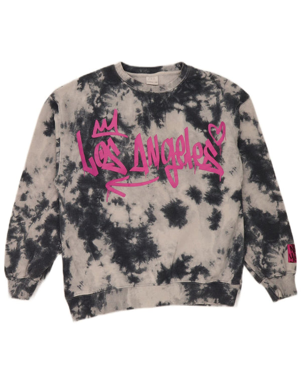 Zara Girls Graphic Sweatshirt Jumper 13-14 år Grå Tie Dye