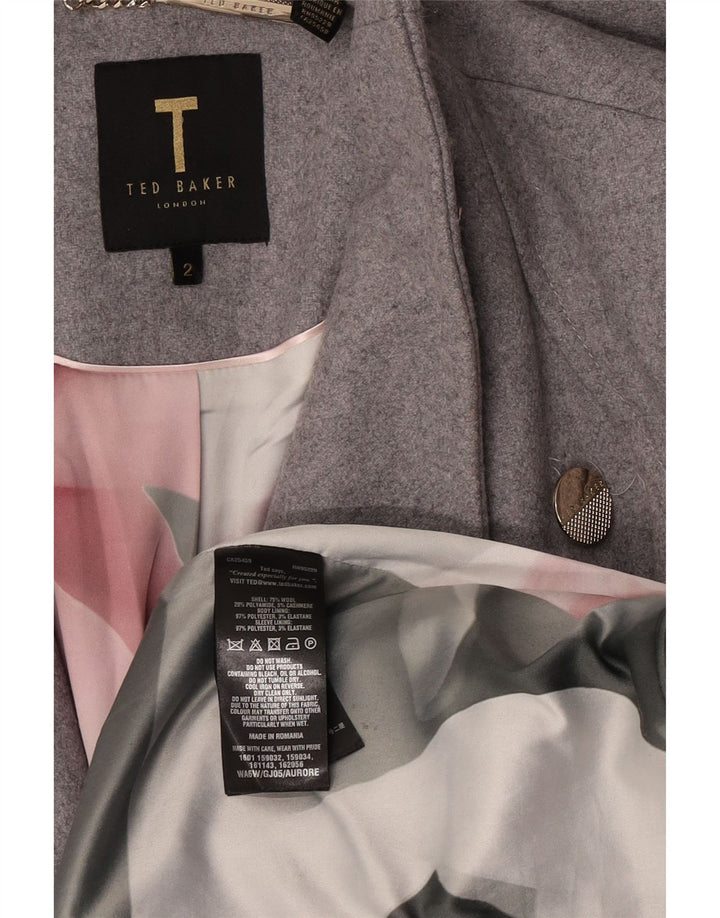 Ted Baker overfrakke til kvinder størrelse 2 Lille grå uld