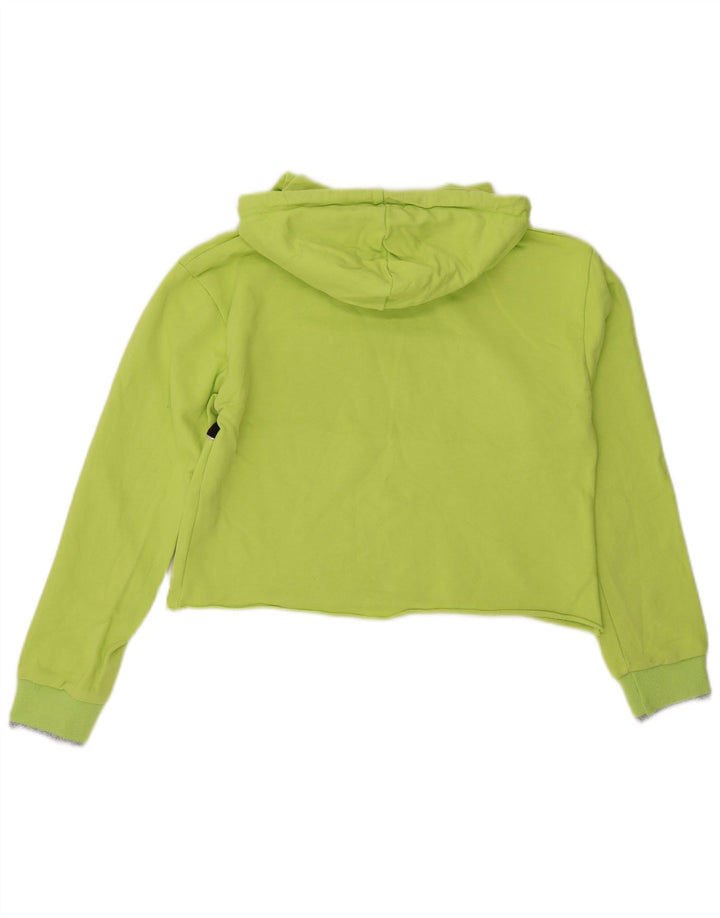 Pyrex Womens Crop Graphic Hoodie Jumper UK 14 Medium Green Colourblock