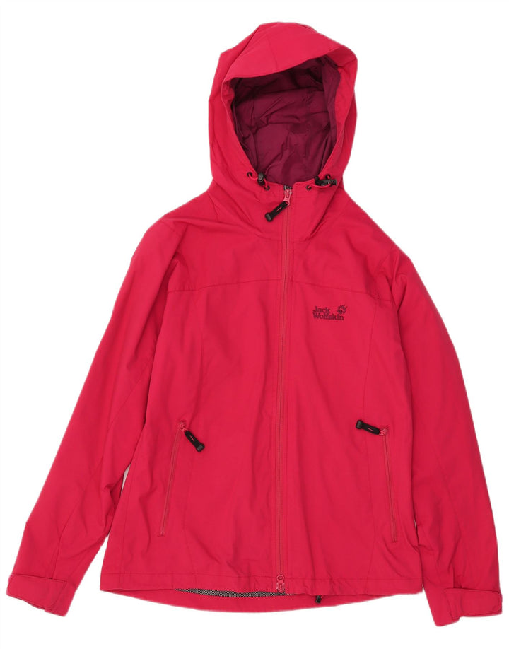 Jack Wolfskin Regnjakke med hætte til kvinder UK 12/14 Medium Pink Polyamid