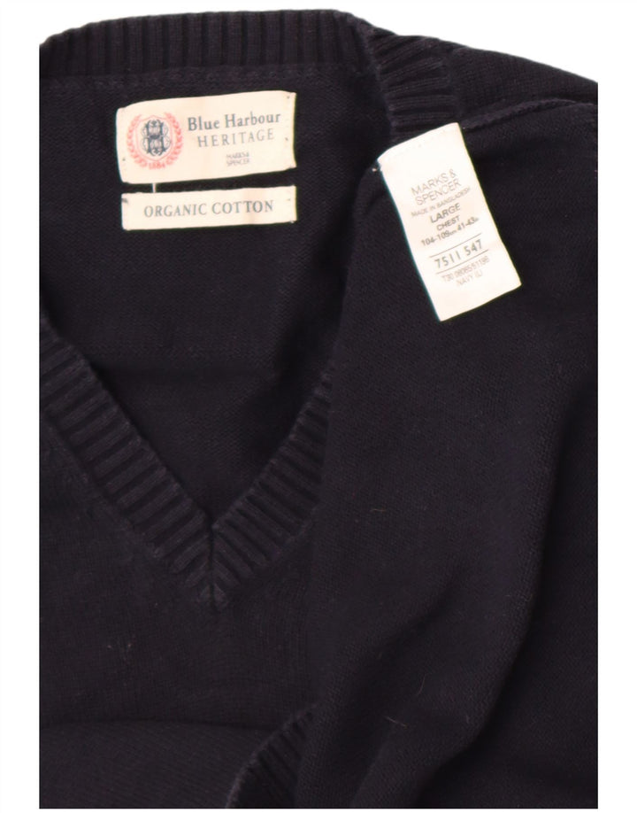 Marks & Spencer Herre Blue Harbor Vest Tank Top Stor Marineblå Bomuld