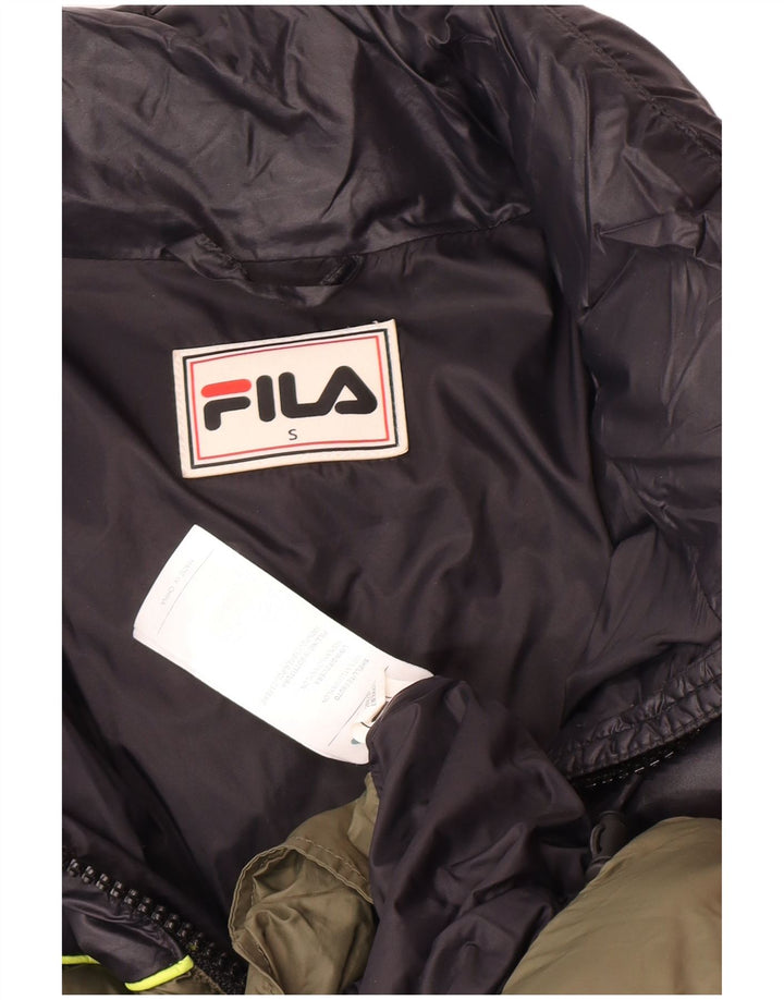 Fila Herre hættepolstret jakke UK 36 Small Khaki Colourblock Nylon