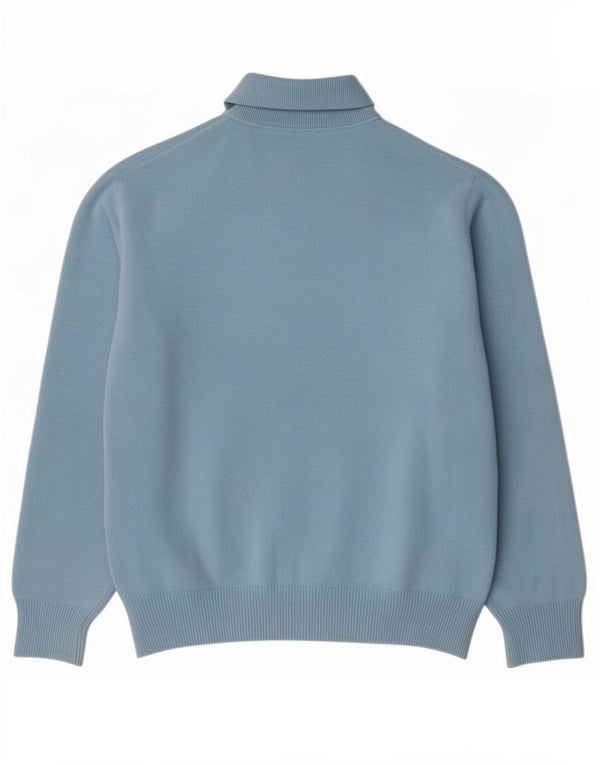 Vintage Herre Polo Neck Jumper Sweater IT 56 2XL Blå lammeuld