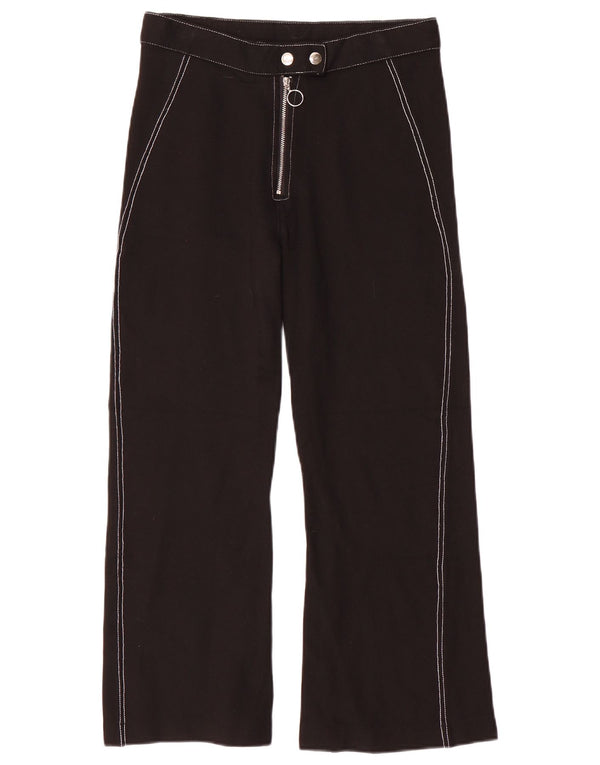 Topshop Dame Wide Leg Casual Bukser UK 10 Small W28 L26 Black Viscose