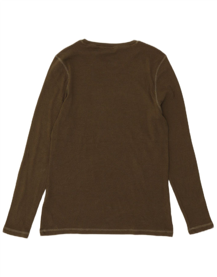 Marks & Spencer Dametop Langærmet UK 14 Stor Khaki Bomuld