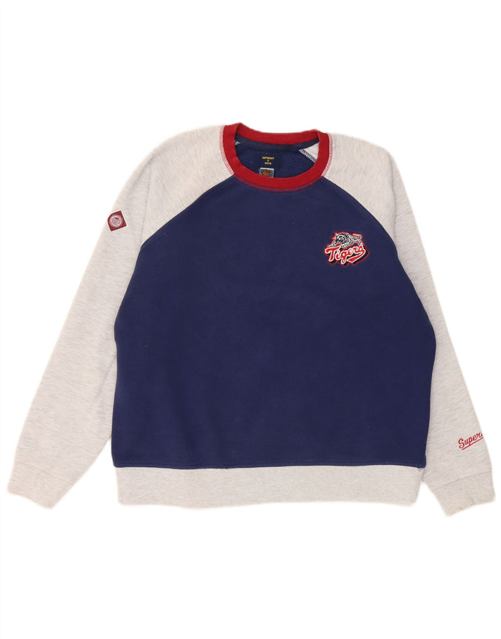 Superdry Sweatshirt Jumper til kvinder UK 12 Medium Navy Blue Colourblock