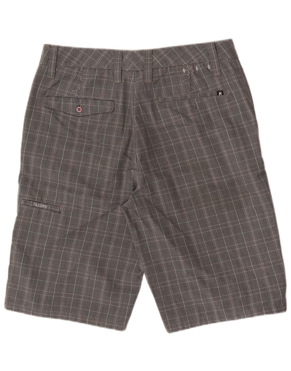 Hurley Mens Cargo Shorts Medium W30 Grey Check Polyester