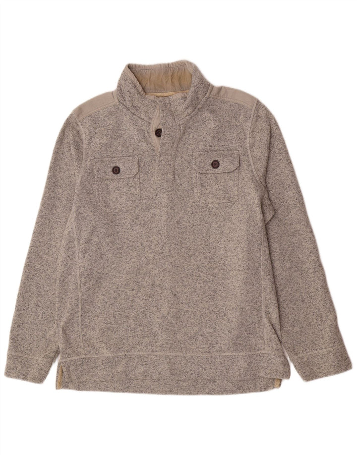 Fat Face Herre Button Neck Sweatshirt Jumper XL Grå Flecked Polyester