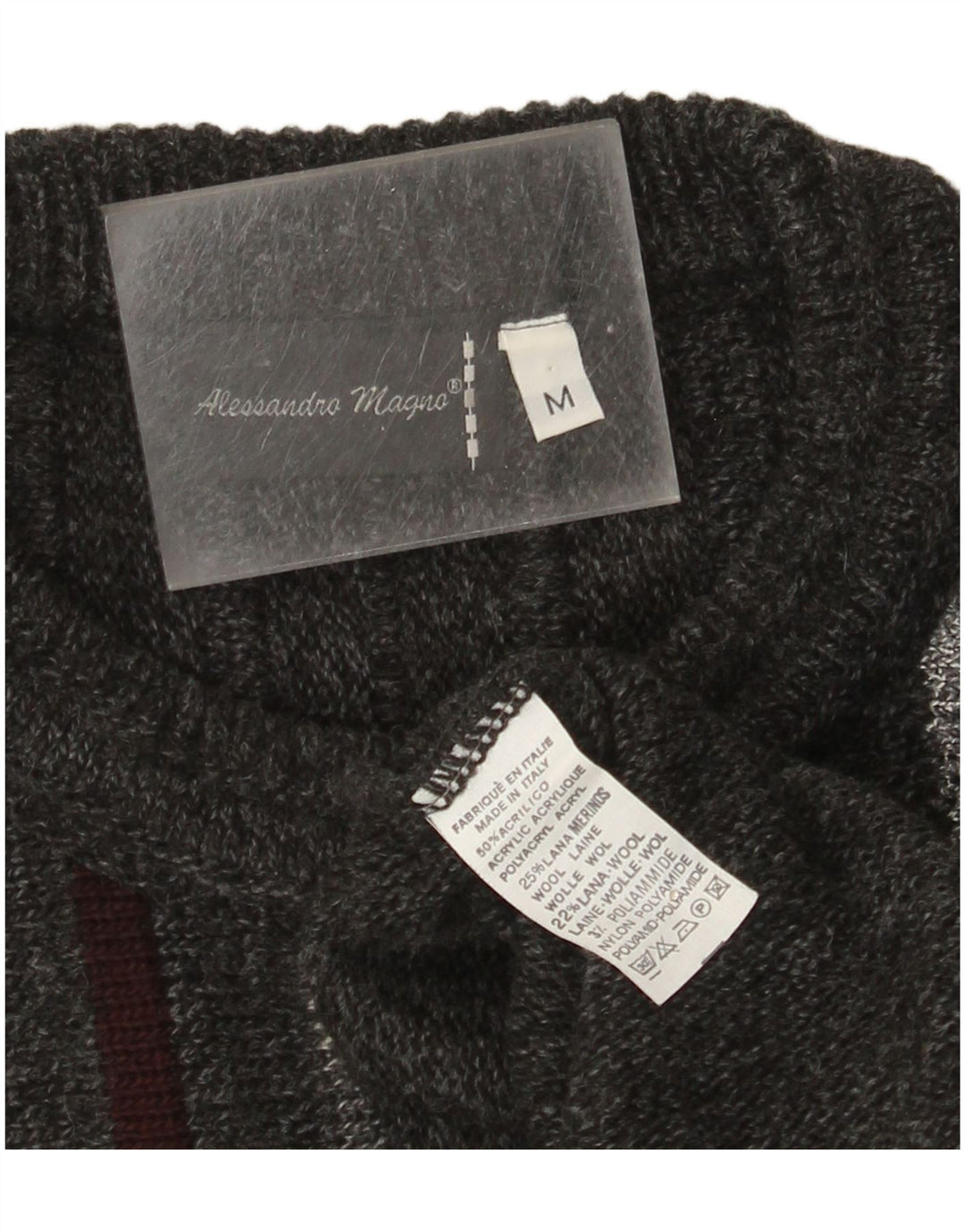 Alessandro Magno Herre Crew Neck Jumper Sweater Medium Grå Stribet Akryl