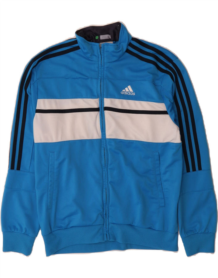 ADIDAS Boys Tracksuit Top Jacket 13-14 Years Blue Colourblock Polyester Vintage Adidas and Second-Hand Adidas from Messina Hembry 