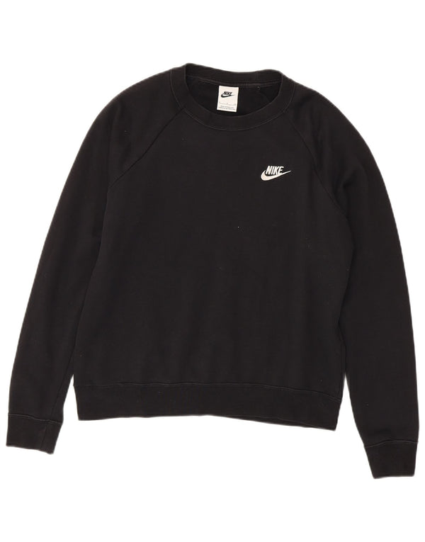 Nike Womens Oversized Sweatshirt Jumper UK 10 Small Black Cotton