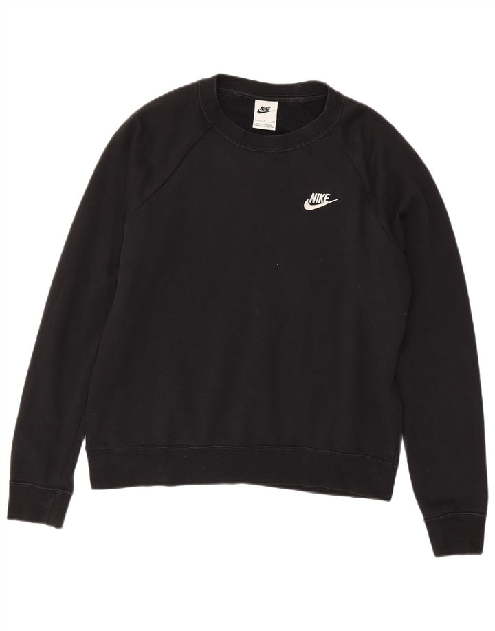 Nike Dame Oversized Sweatshirt Jumper UK 10 Small Black Bomuld
