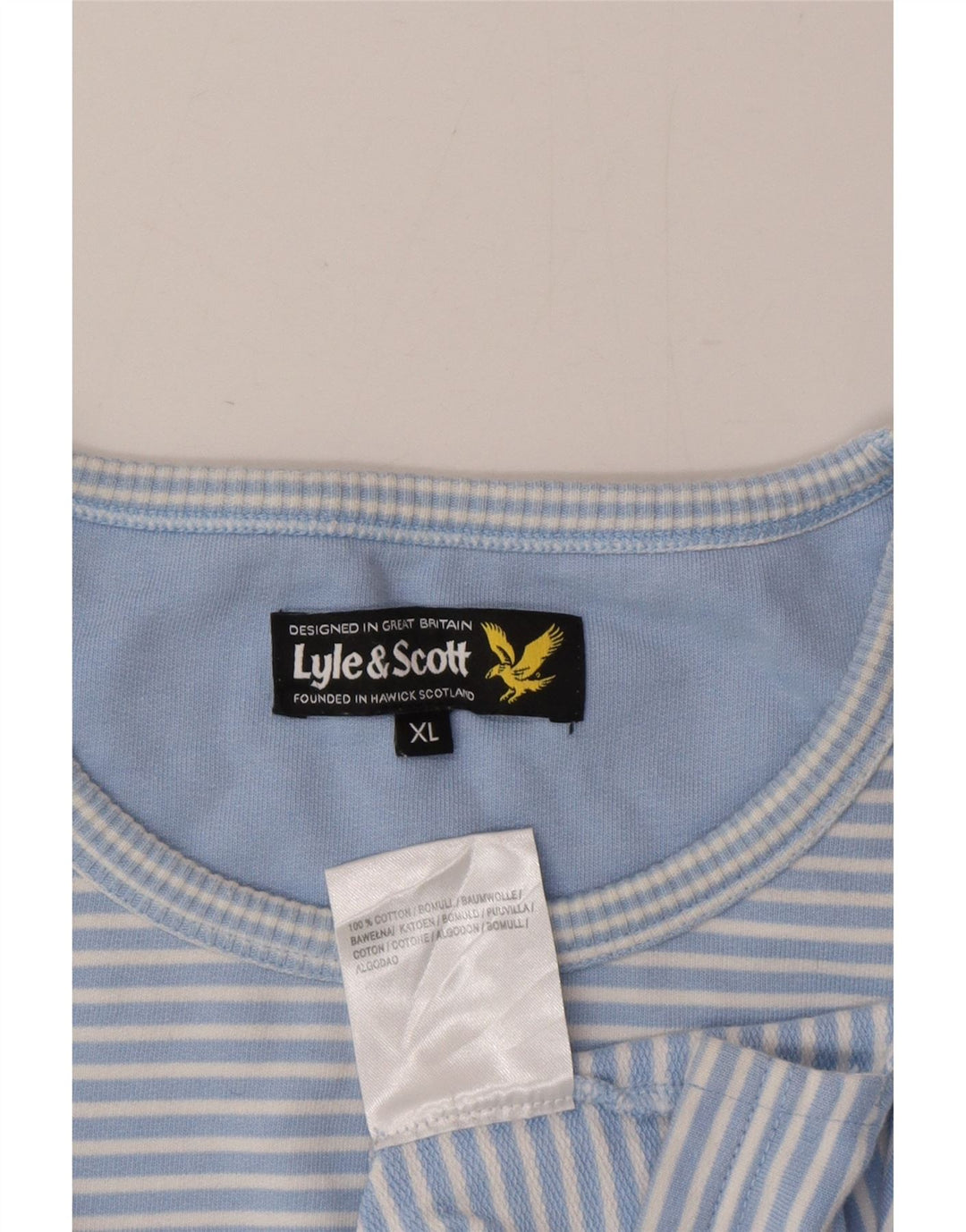 Lyle & Scott Herre Top Langærmet XL Blå Nålestribe