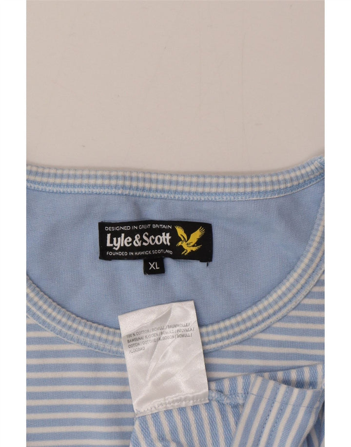 Lyle & Scott Herre Top Langærmet XL Blå Nålestribe