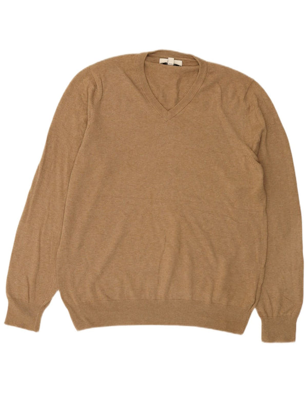 Marks & Spencer Herre V-hals sweater Stor brun bomuld