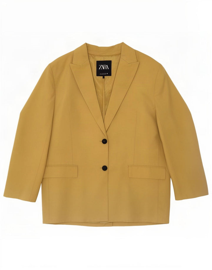 Zara Dame 2 Button Blazer Jacket UK 16 Large Yellow Lyocell