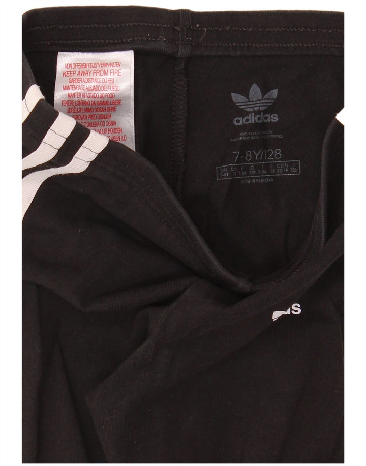 ADIDAS Girls Leggings 7-8 Years  Black Cotton