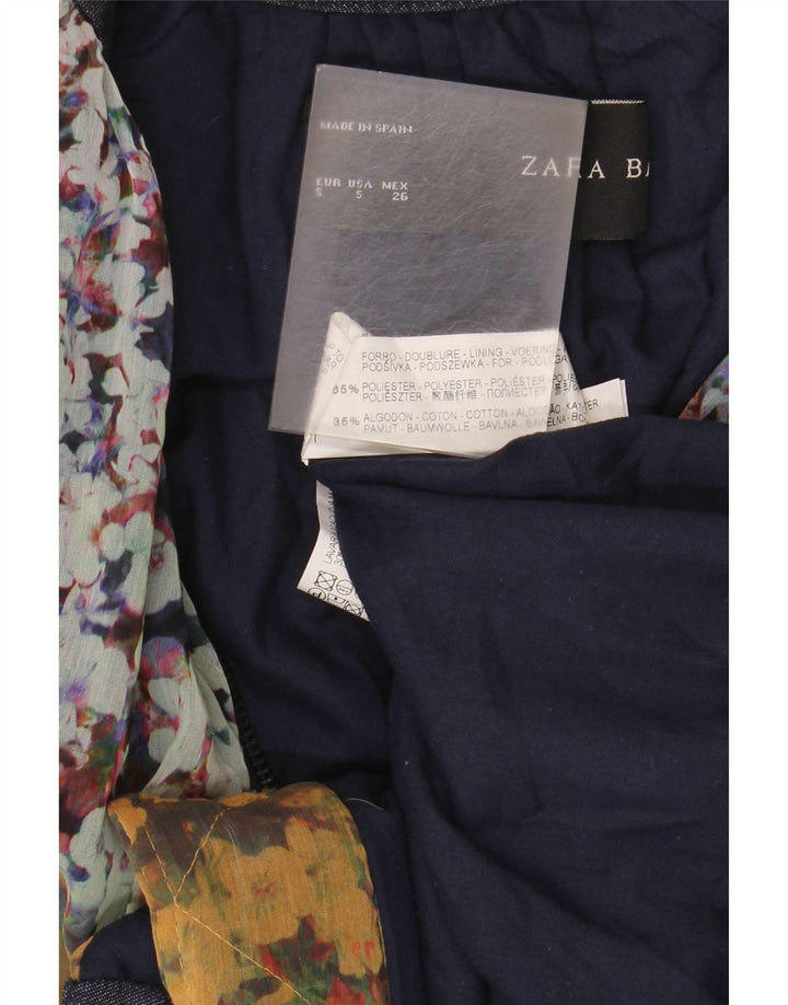 Zara Womens Oversized Bomber Jacket UK 10 Small Yellow Floral Polyester