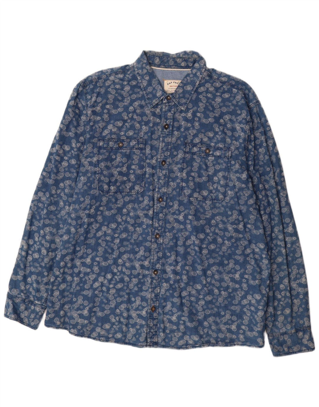 Fat Face Herreskjorte 2XL Blå Blomsterbomuld
