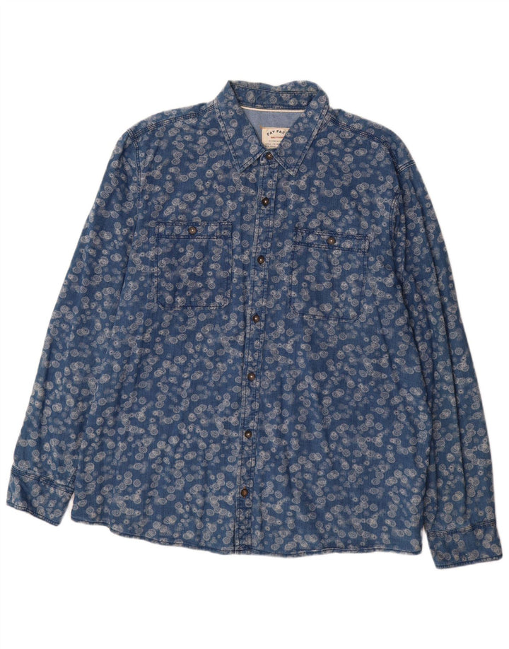Fat Face Herreskjorte 2XL Blå Blomsterbomuld