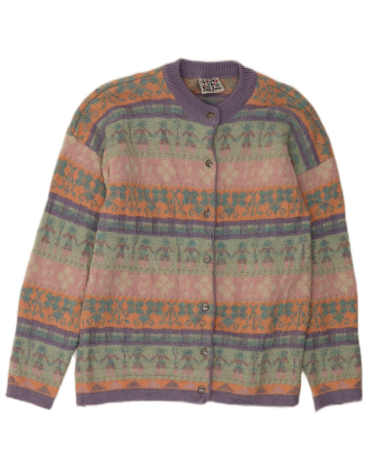 Vintage dame cardigan sweater UK 12 Medium Multicolored Fair Isle