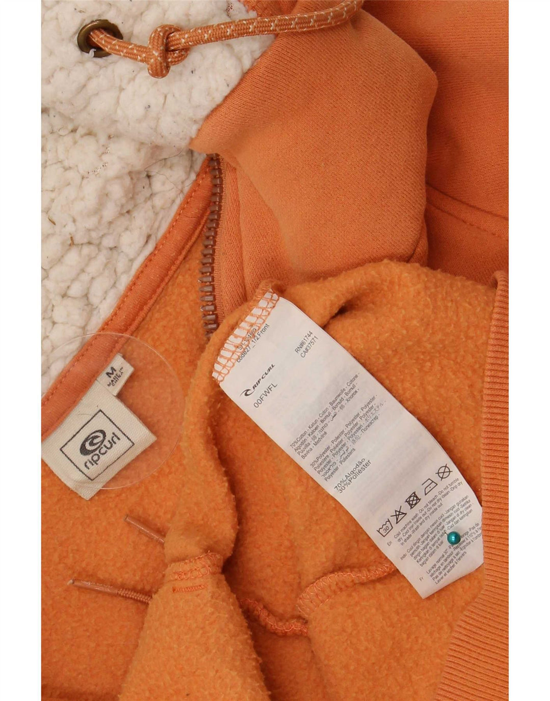 Rip Curl Dame Hættetrøje Sweater UK 12 Medium Orange Bomuld