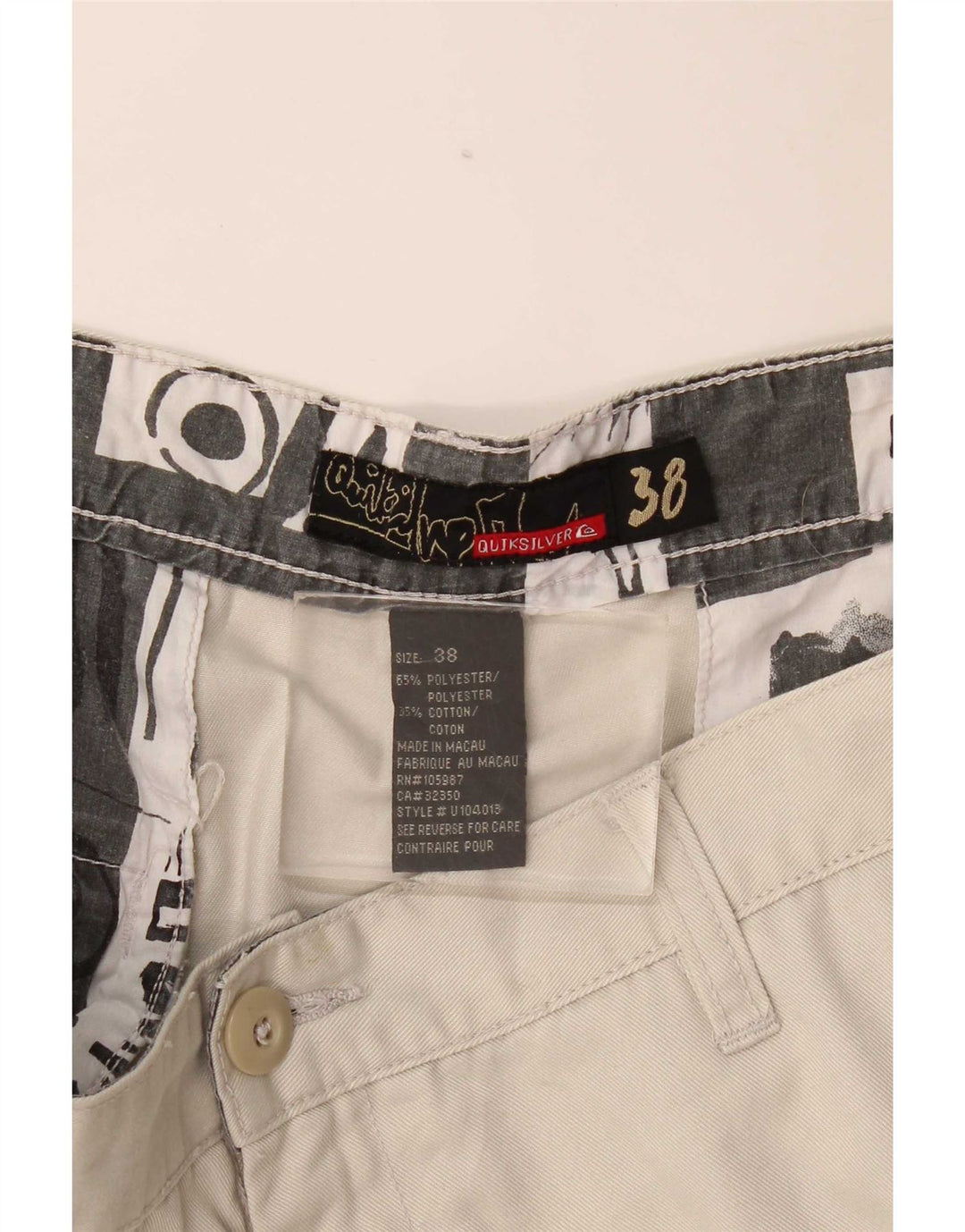 Quiksilver Casual Shorts til mænd W38 XL Beige Polyester