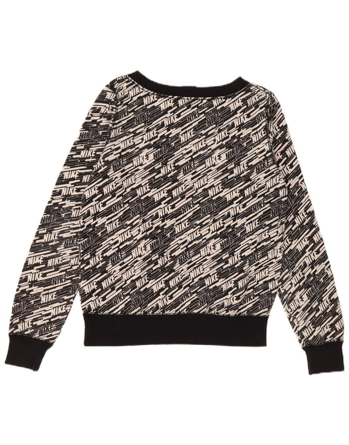 Nike Dame Grafisk Sweatshirt Jumper UK 14 Medium Sort Bomuld