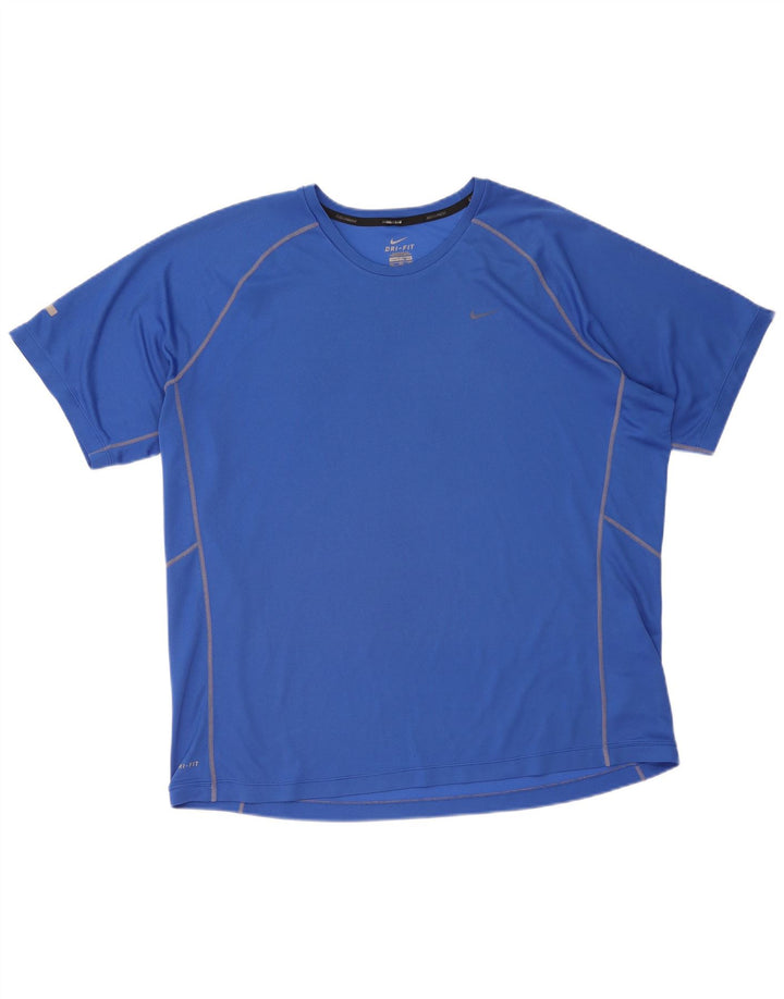 Nike Herre Dri Fit T-Shirt Top 2XL Blå Polyester