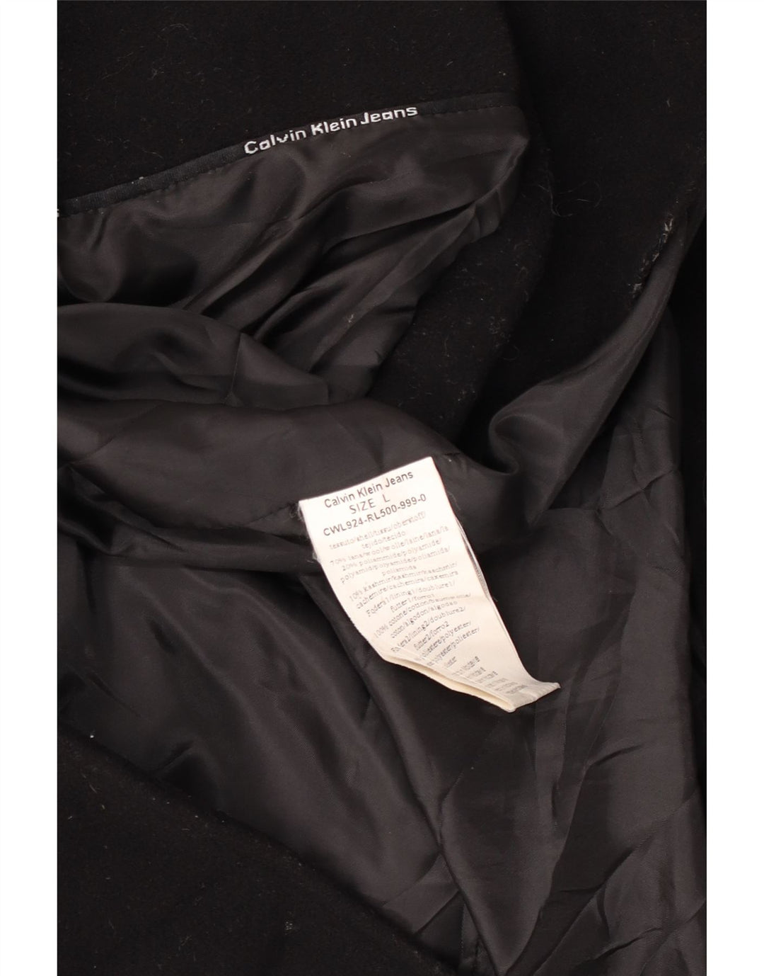 Calvin Klein Jeans Dame Overfrakke UK 14 Stor Sort Uld