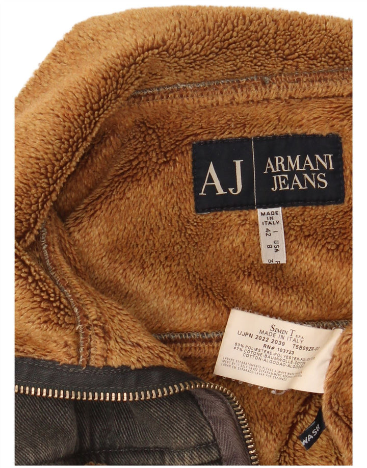 Armani Jeans Dame Crop Denim Sherpa Jacket IT 42 Medium Sort Polyester