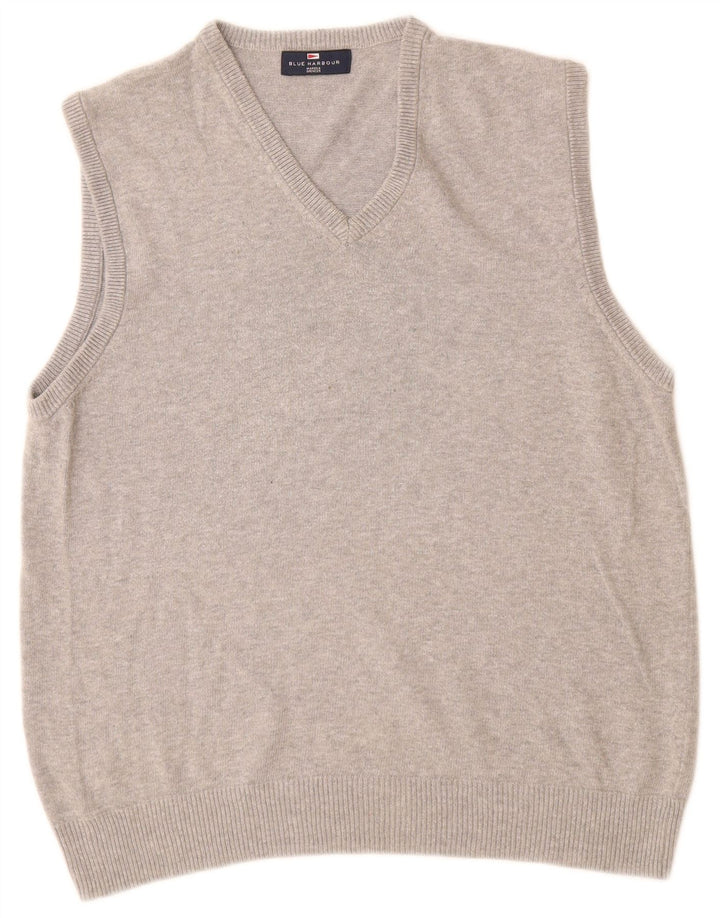 Marks & Spencer Herre Blue Harbor Vest Tank Top Medium Grey Flecked Bomuld