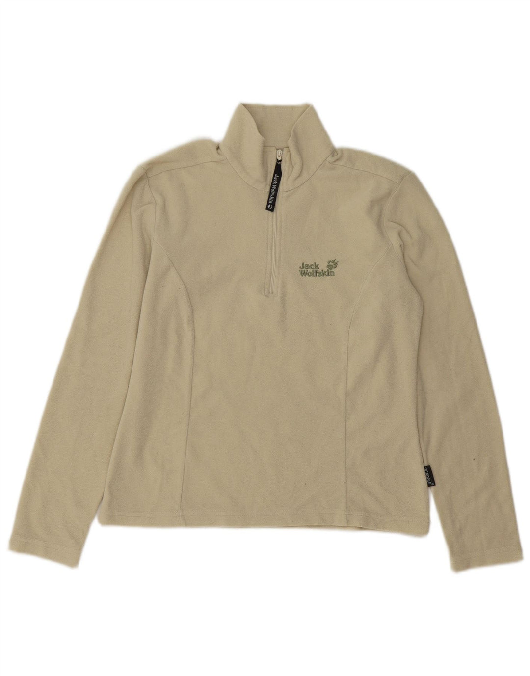 JACK WOLFSKIN Womens Zip Neck Fleece Jumper UK 10 Small  Beige Polyester