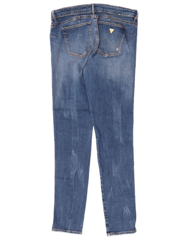 Guess Womens Curve X Distressed Skinny Jeans W32 L29 Blue Cotton