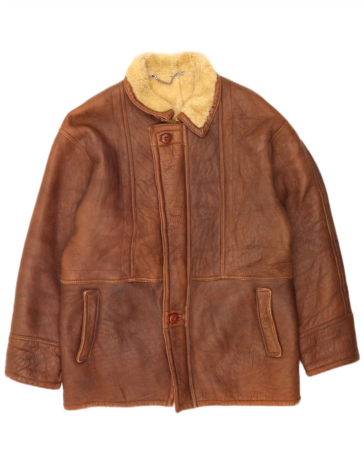 Vintage Herre Shearling Jacket UK 38 Medium Brown