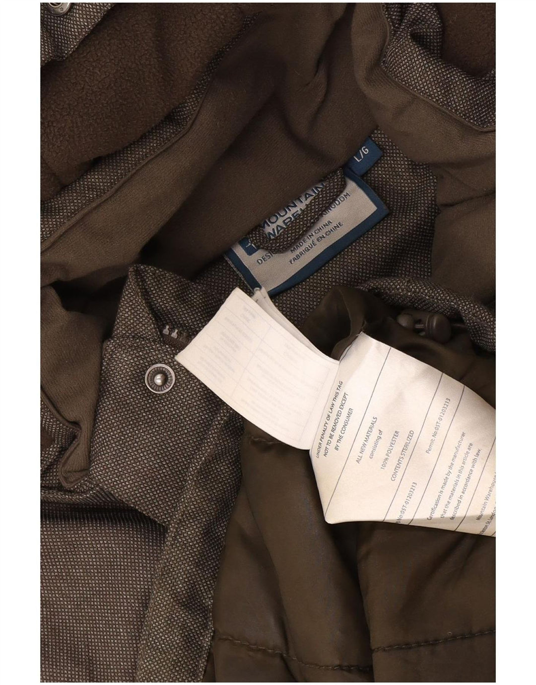 Mountain Warehouse Herre Hooded Parka Jacket UK 40 Large Khaki Polyester