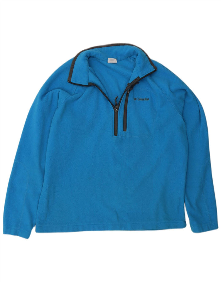 Columbia herre lynlås hals fleece jumper stor blå polyester
