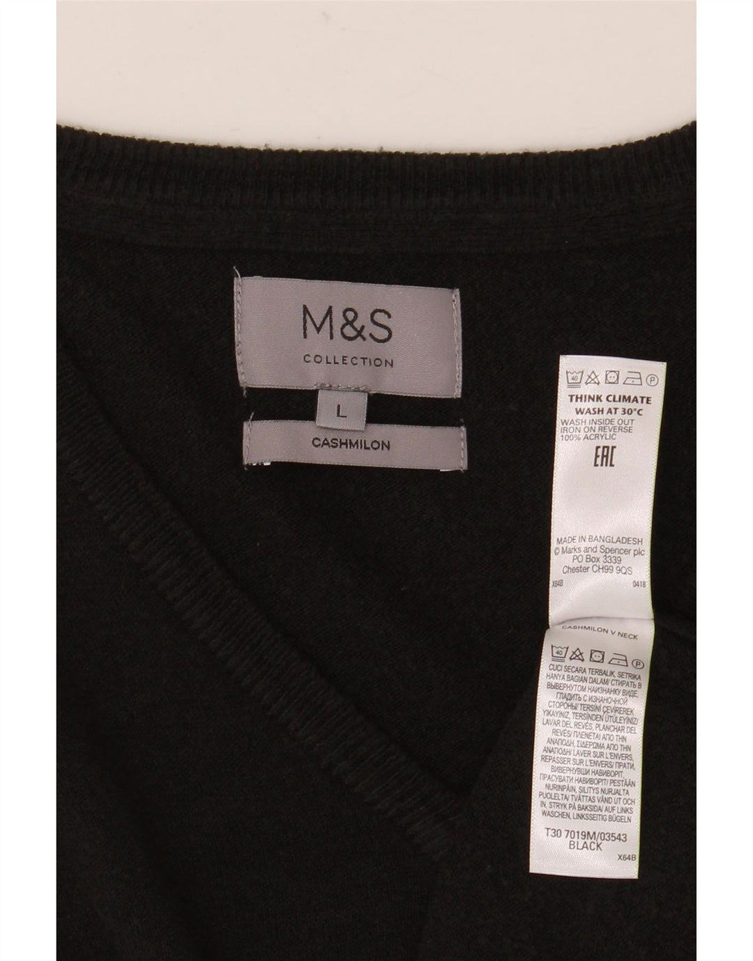 Marks & Spencer Herre V-hals sweater Stor sort akryl