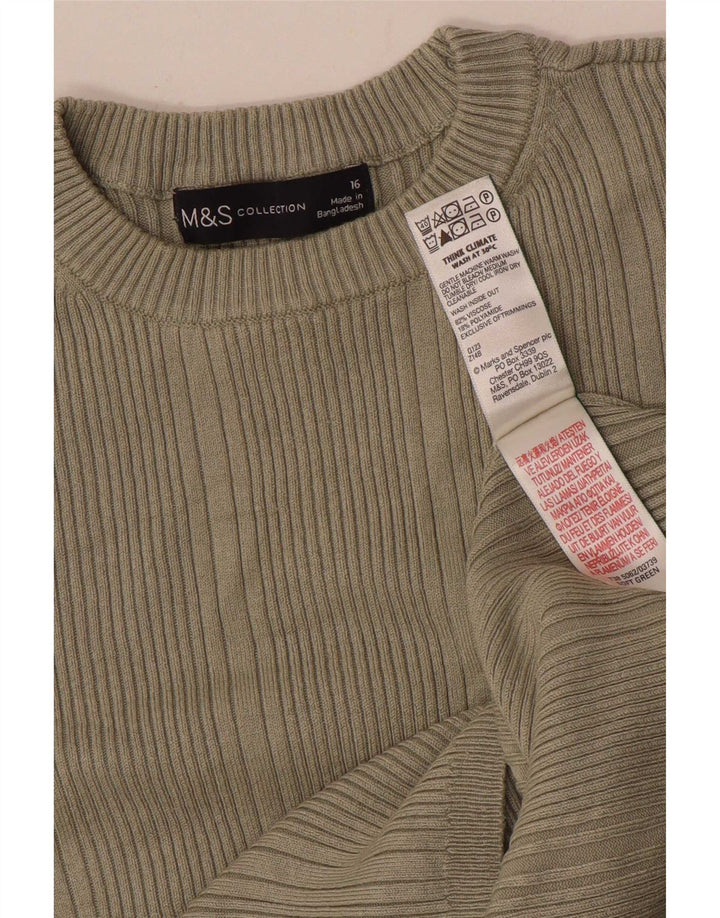 Marks & Spencer Dametop Langærmet UK 16 Stor Khaki Viscose
