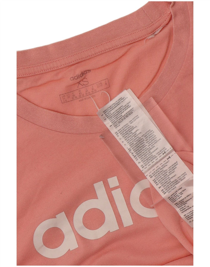 ADIDAS grafisk T-shirt top til kvinder UK 4/6 XS Pink bomuld