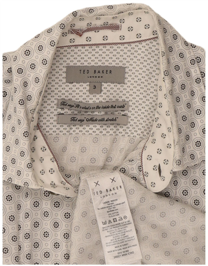 Ted Baker herreskjorte str. 3 Medium hvid geometrisk bomuld