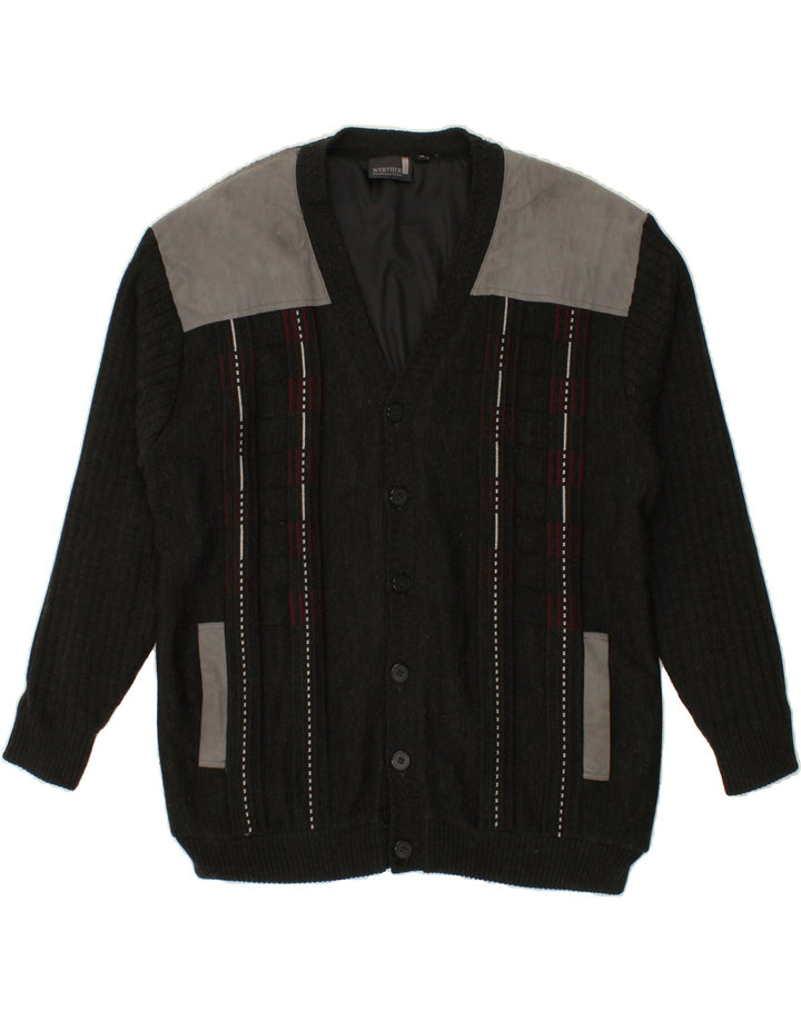 WERTHER Mens Knit Bomber Jacket UK 42 XL Grey Colourblock Vintage Werther and Second-Hand Werther from Messina Hembry 