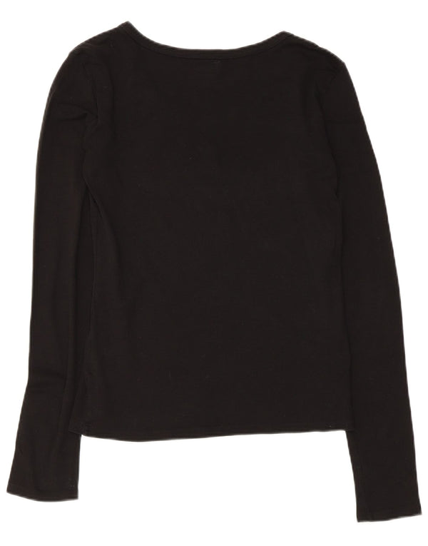 Armani Dame Grafisk Top Langærmet UK 12 Medium Sort Bomuld