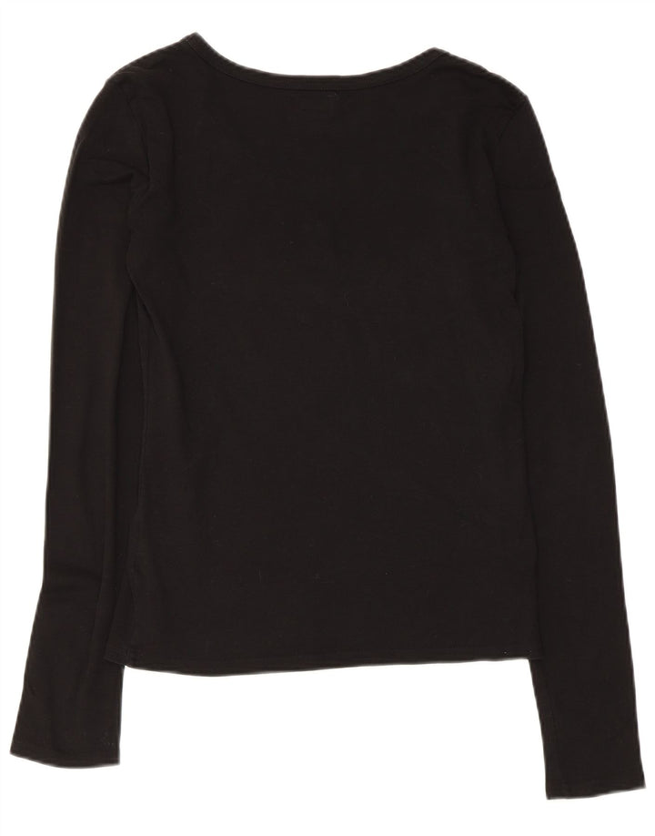 Armani Dame Grafisk Top Langærmet UK 12 Medium Sort Bomuld