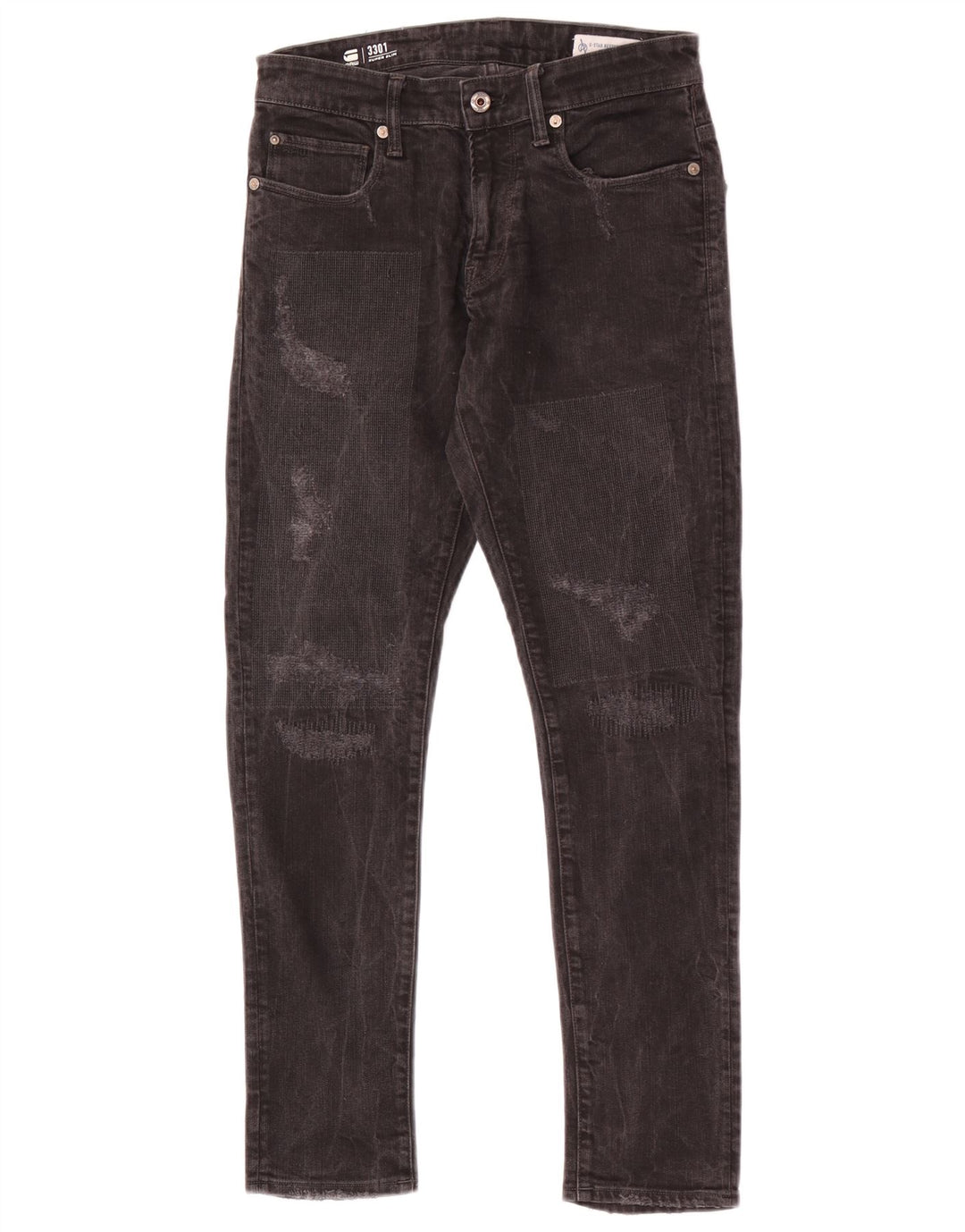G-Star Herre 3301 Distressed Super Slim Jeans W28 L29 Sort