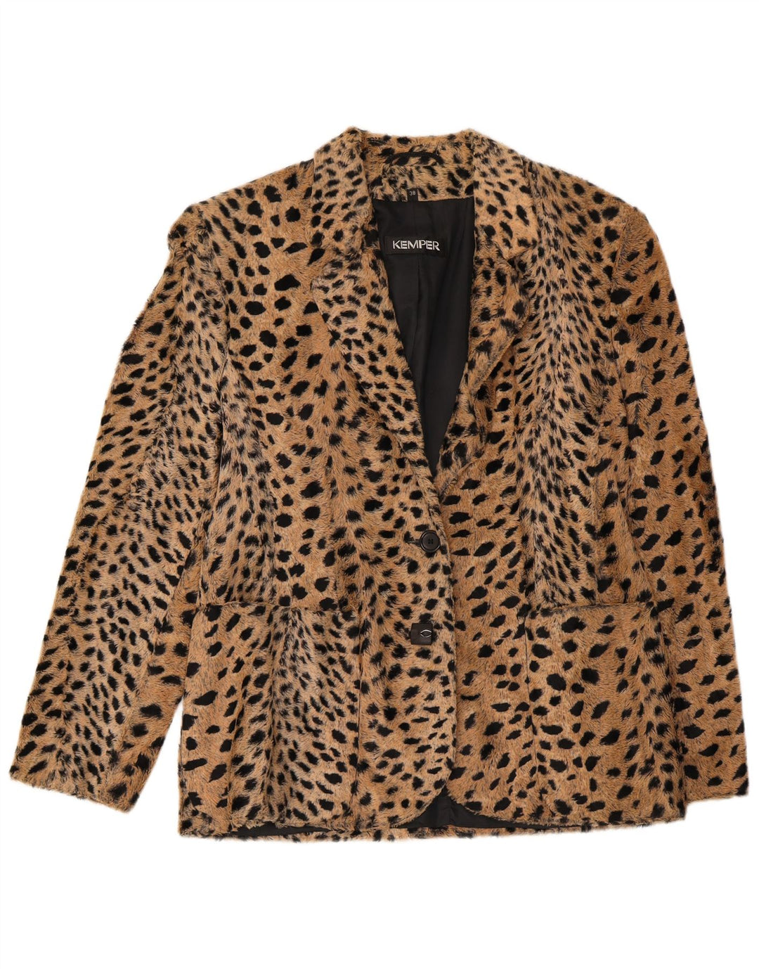Kemper Dame 2-knaps blazerjakke EU 38 Medium Beige Animal Print