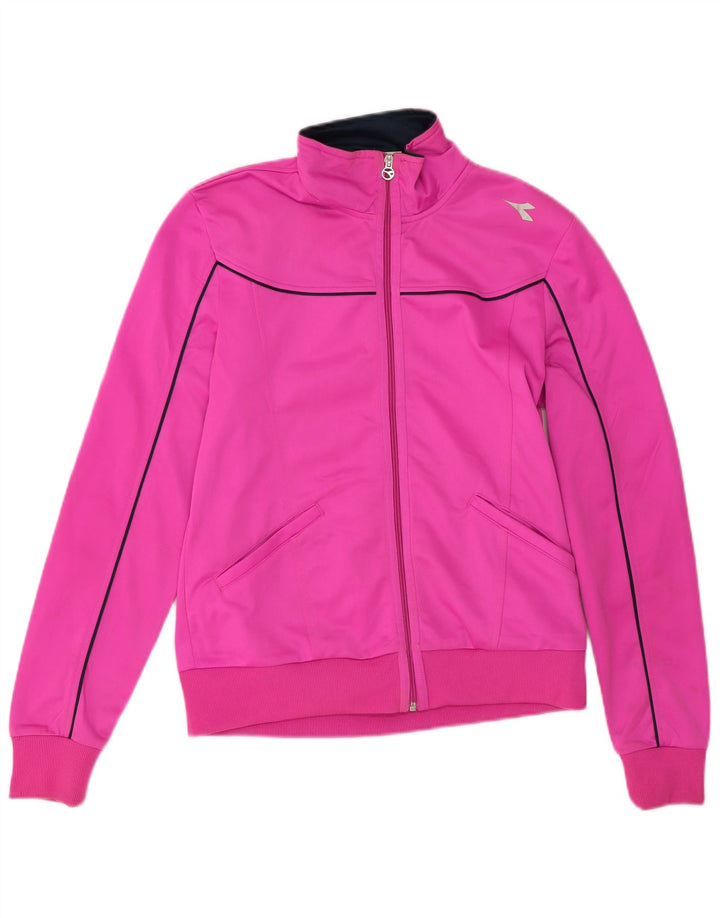 Diadora træningsdragt topjakke til kvinder UK 14 Medium Pink Polyester
